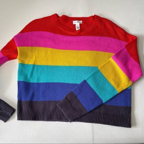 Full tilt cropped striped long sleeve sweater size M - Picture 2 of 8